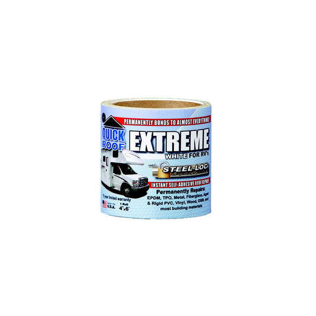 CoFair Products, Inc - Quick Roof Extreme UBE425 Instant Self-Adhesive White Roof Tape for RV's, 4" x 25' - image 1
