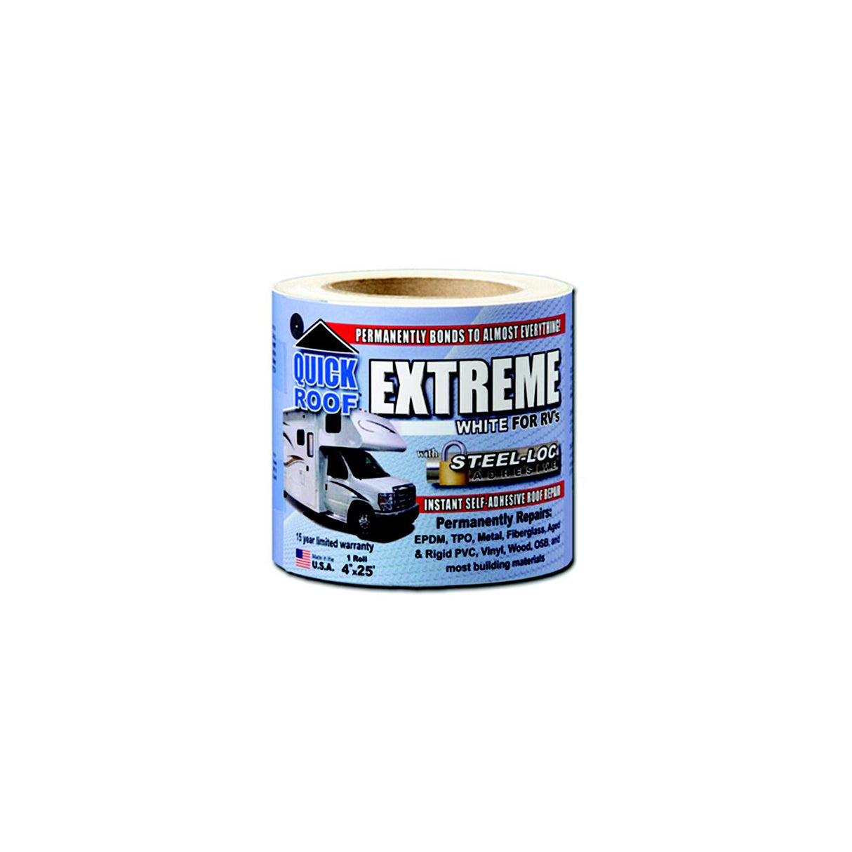 CoFair Products, Inc - Quick Roof Extreme UBE425 Instant Self-Adhesive White Roof Tape for RV's, 4" x 25' - image 2