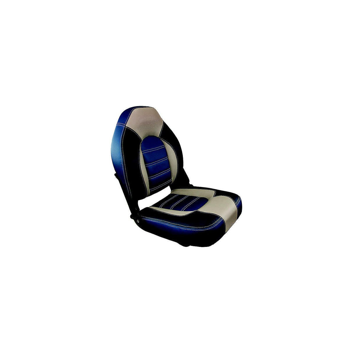 Springfield Marine Springfield 1061069B Skipper Premium High Back Fold Down Seat, Blue/Gray - 1061069-B