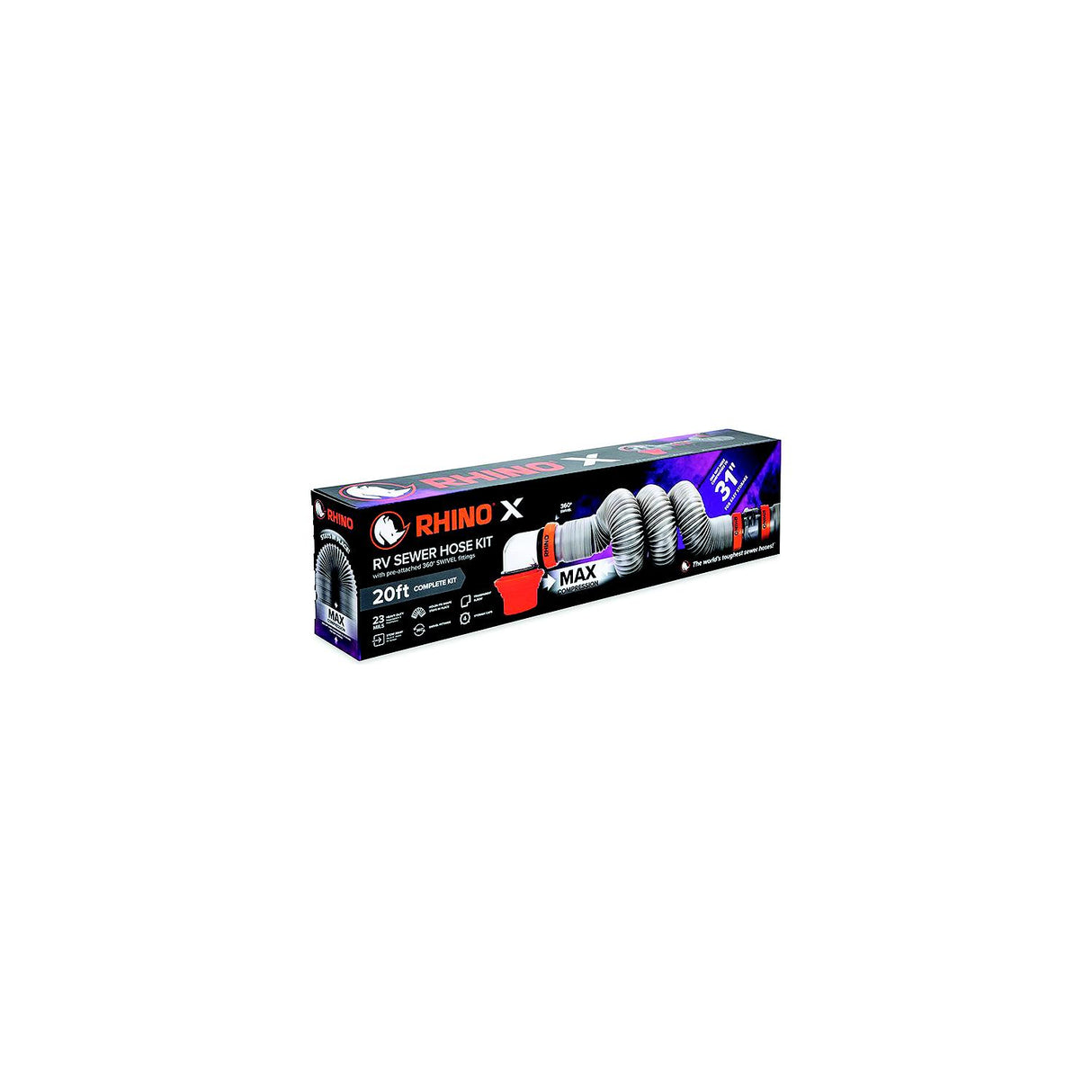 Camco Rhino X RV 20' Sewer Hose Kit - Pre-Attached 360-Degree Swivel Fittings [39390] - official Camco product image 3