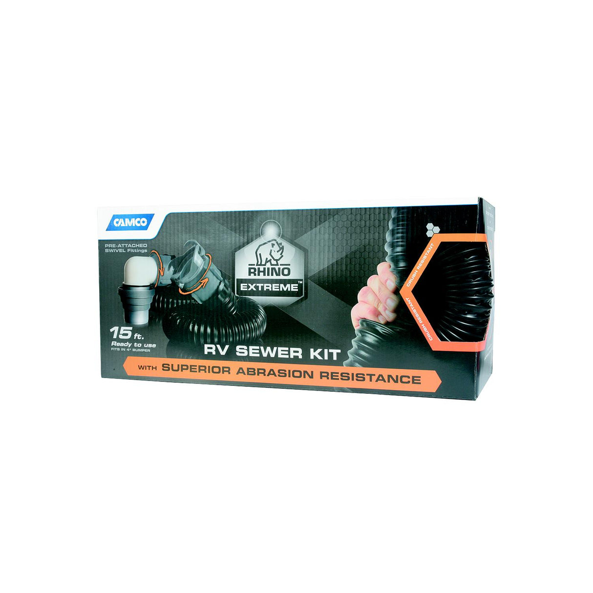 Camco RhinoEXTREME 20 Sewer Hose Kit w/4 In 1 Elbow Caps [39867] - official Camco product image 3