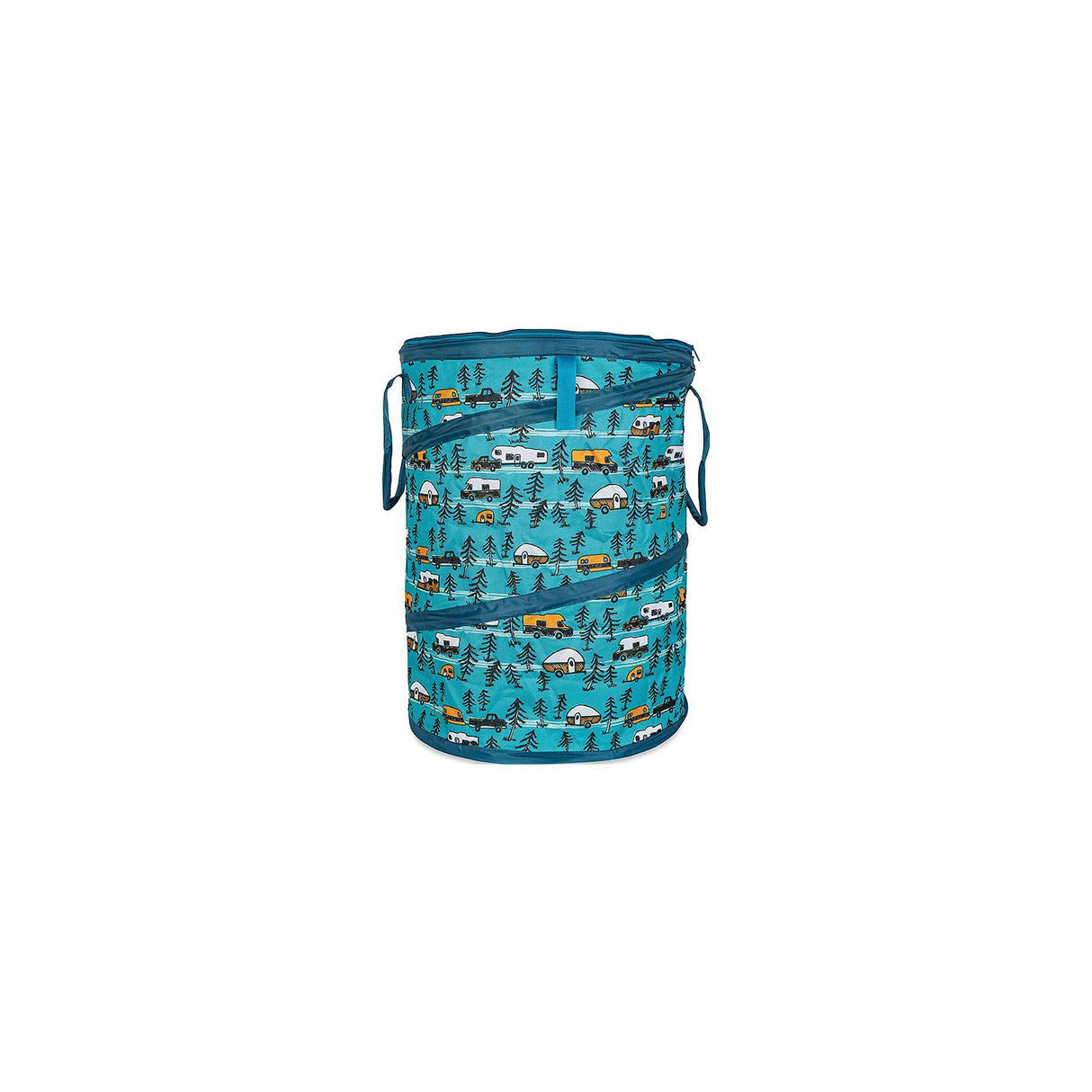 Camco 42987 Pop-Up Utility Container, Teal/ Sketched RVs, 30 Gal. - image 1