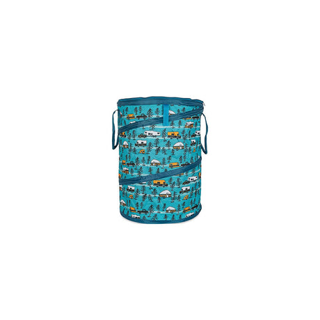 Camco 42987 Pop-Up Utility Container, Teal/ Sketched RVs, 30 Gal. - image 1