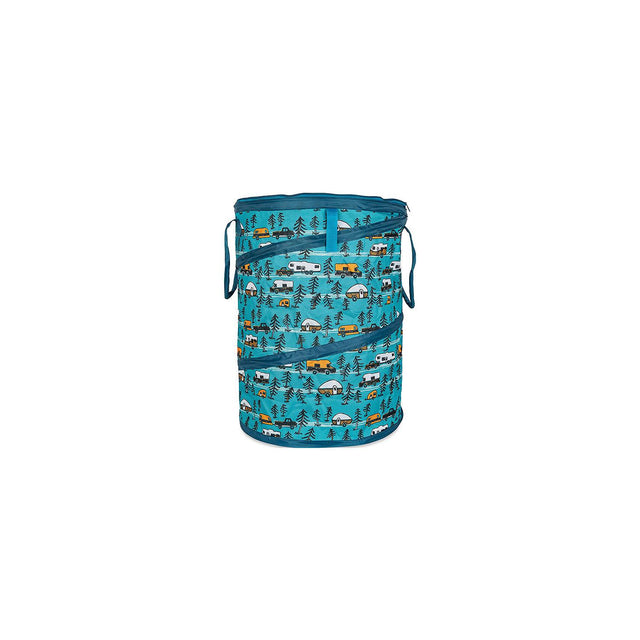 Camco 42987 Pop-Up Utility Container, Teal/ Sketched RVs, 30 Gal. - image 1