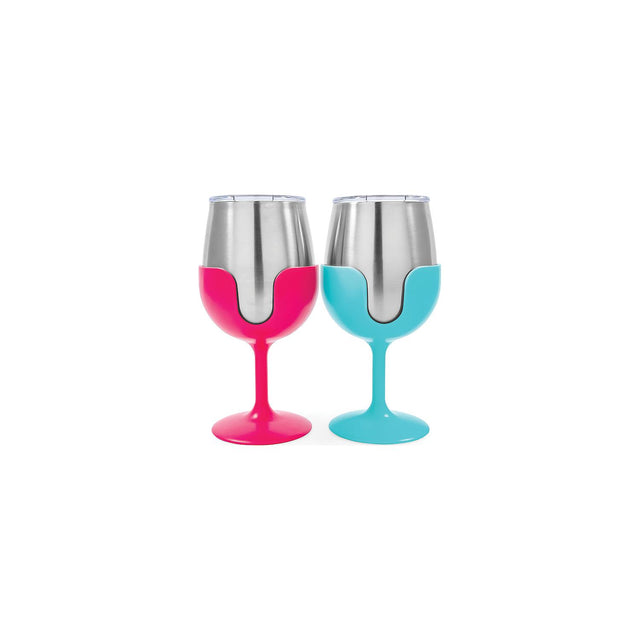 Camco 51915 Wine Tumblers, 8 oz., Pink & Blue, 1 pr. - image 1
