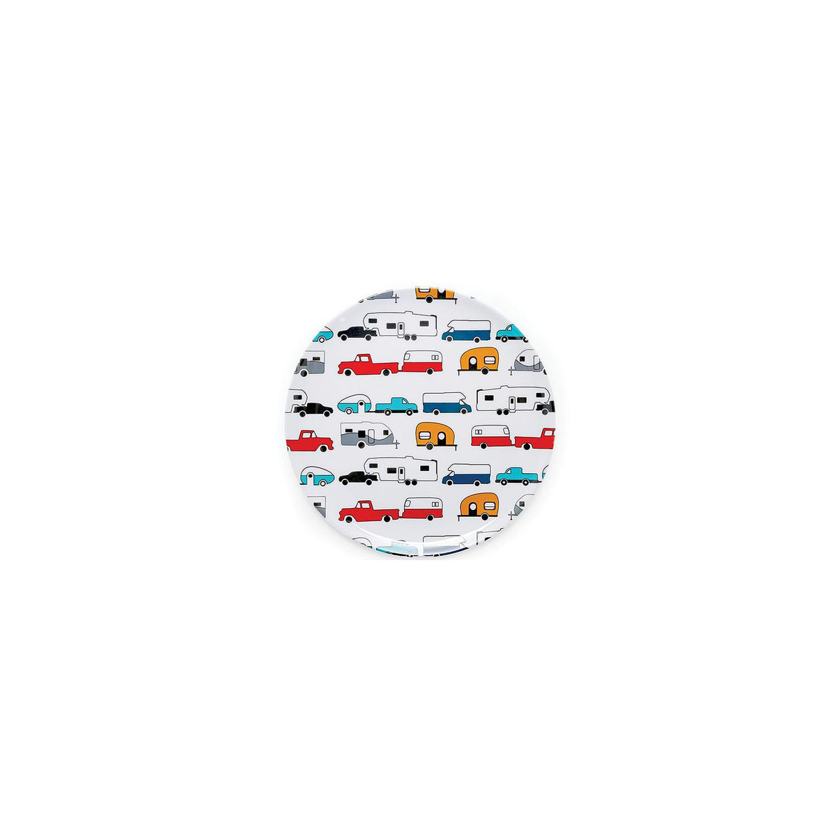 Camco 53224 Melamine Dishware, Multi-color RV & Truck Pattern, 9-3/4" Dinner Plate - image 1