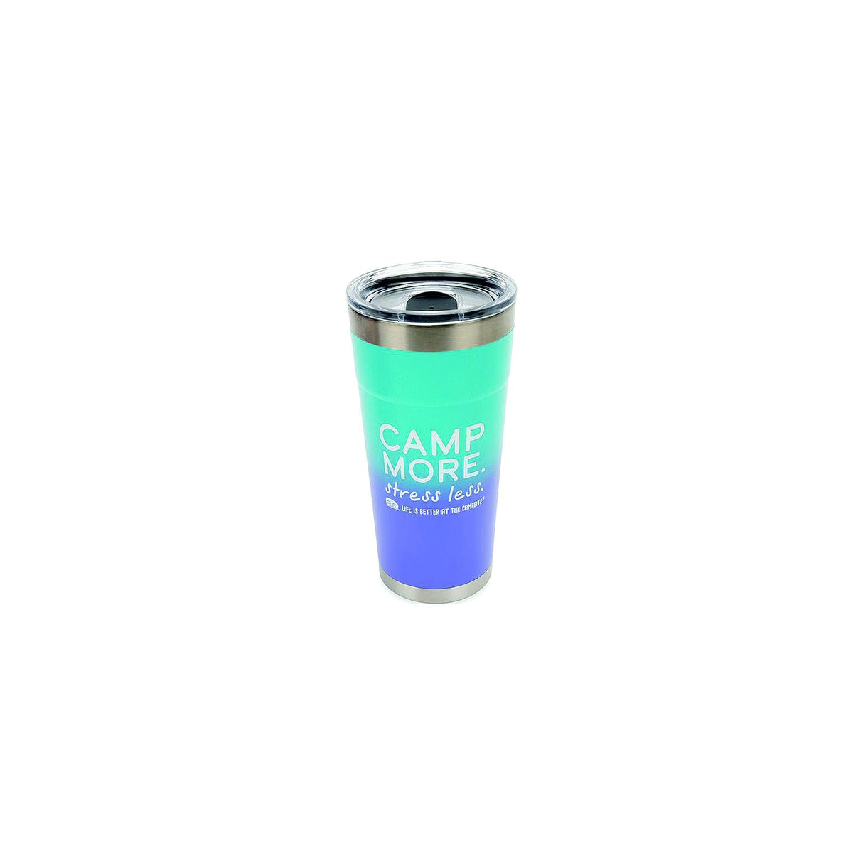 Camco 53317 Camp More / Stress Less Tumbler, 20 oz., Blue/Purple - image 1