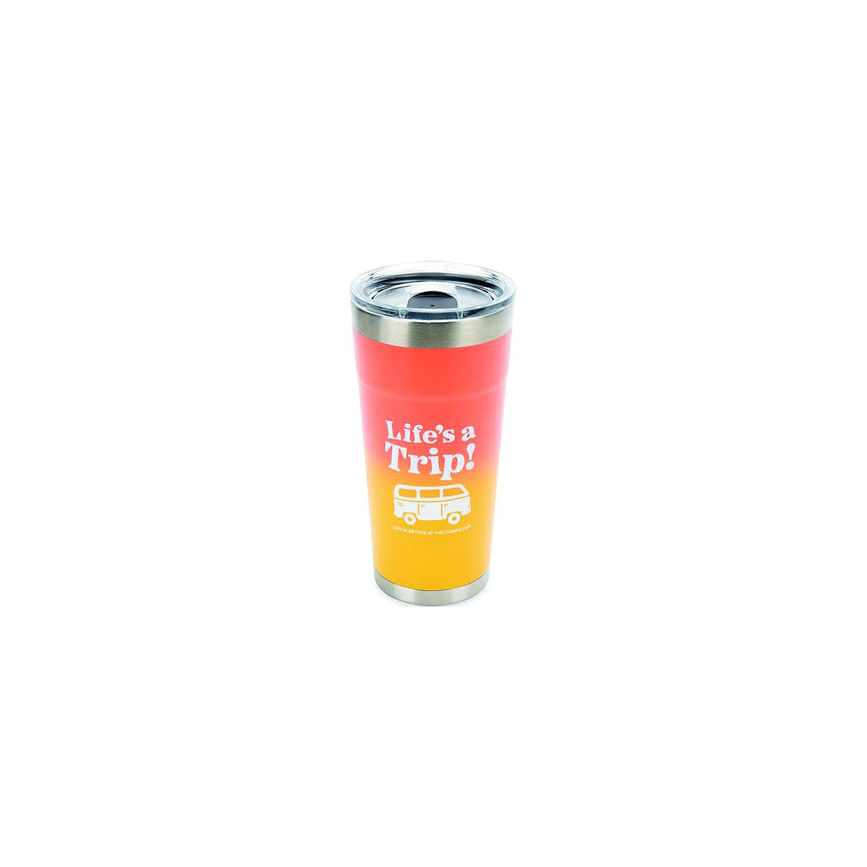 Camco 53318 Life's A Trip Tumbler, 20 oz., Orange/Yellow - image 1