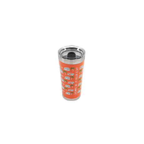 Camco 53322 Palm Trees / RVs Tumbler, 20 oz., Orange - image 1