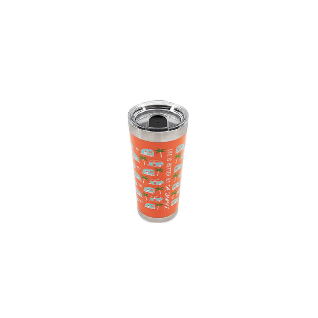 Camco 53322 Palm Trees / RVs Tumbler, 20 oz., Orange - image 1