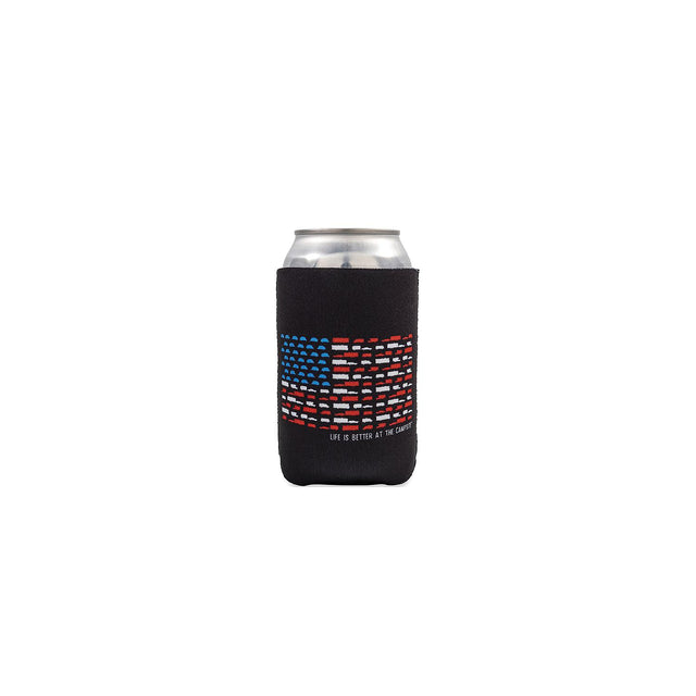 Camco 53378 Life Is Better At The Campsite Can Holder, Black, US Flag - image 1