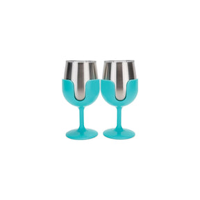 Camco 53484 Wine Tumblers, 8 oz., Light Blue, 1 pr. - image 1