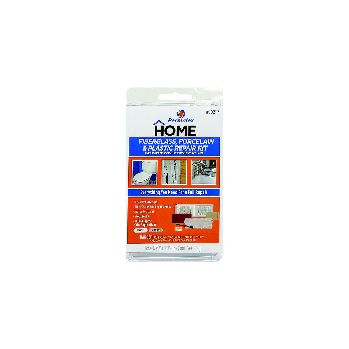 Permatex 90217 Fiberglass, Porcelain, Plastic Repair Kit 1.6 oz - 90217