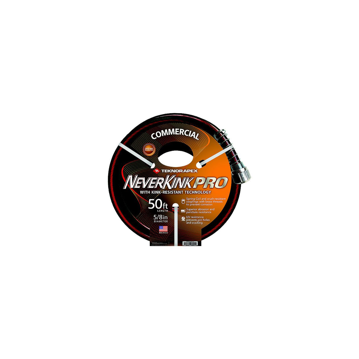 Teknor Apex 8845100 Commercial Duty Neverkink Hose, 5/8" x 100', Black/Red - 8845-100
