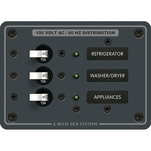 Blue Sea Systems Blue Sea 8058 AC 3 Position Toggle Circuit Breaker Panel - White Switches