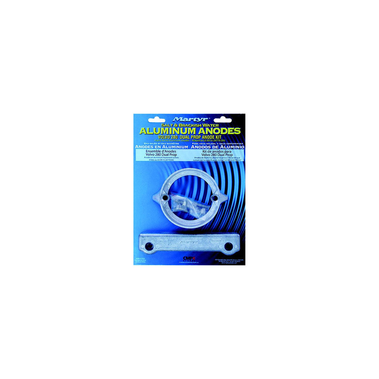 Martyr Anodes Martyr Aluminum Anode Kit For Volvo Penta 280 Dual Prop Engine (Contains 1-875821, 1-832598 and Fastening Hardware) - CM280DPKITA