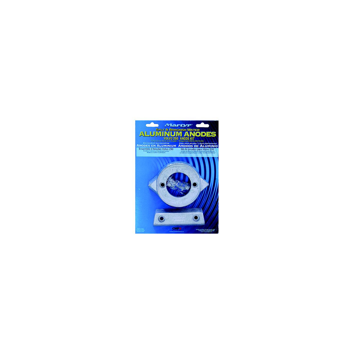 Martyr Anodes Martyr Aluminum Anode Kit For Volvo Penta 290 Engine (Contains 1-V18, 1-852835 and Fastening Hardware) - CM290KITA