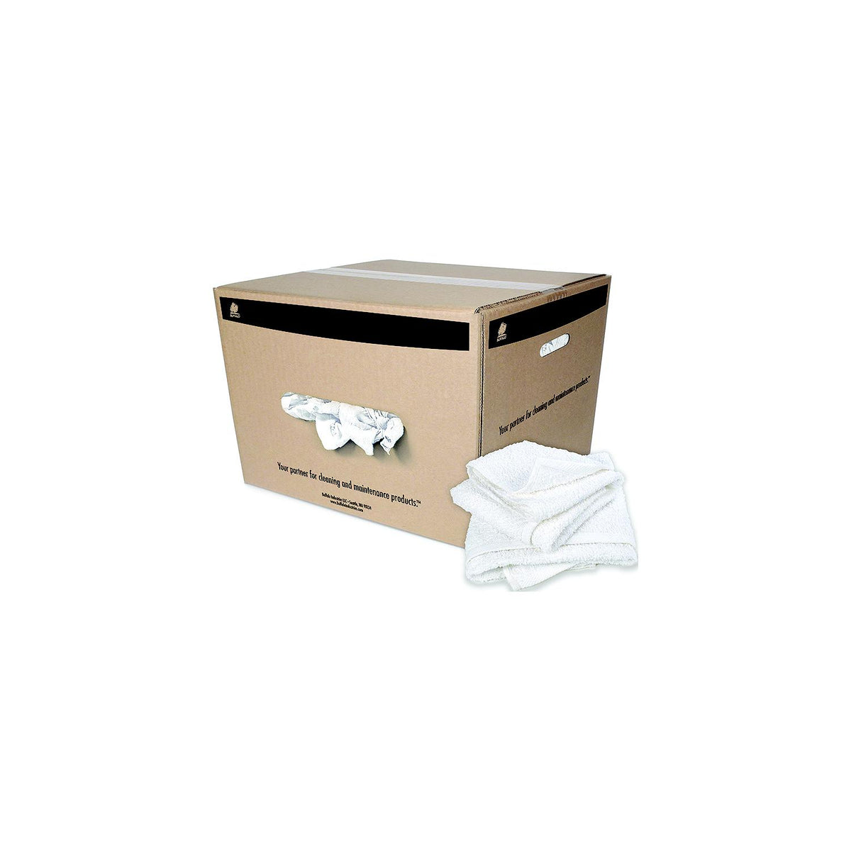 Buffalo Industries Large Terry Hemmed Half Towels 24" x 24", 50 lb. Box - 10821 - image 1