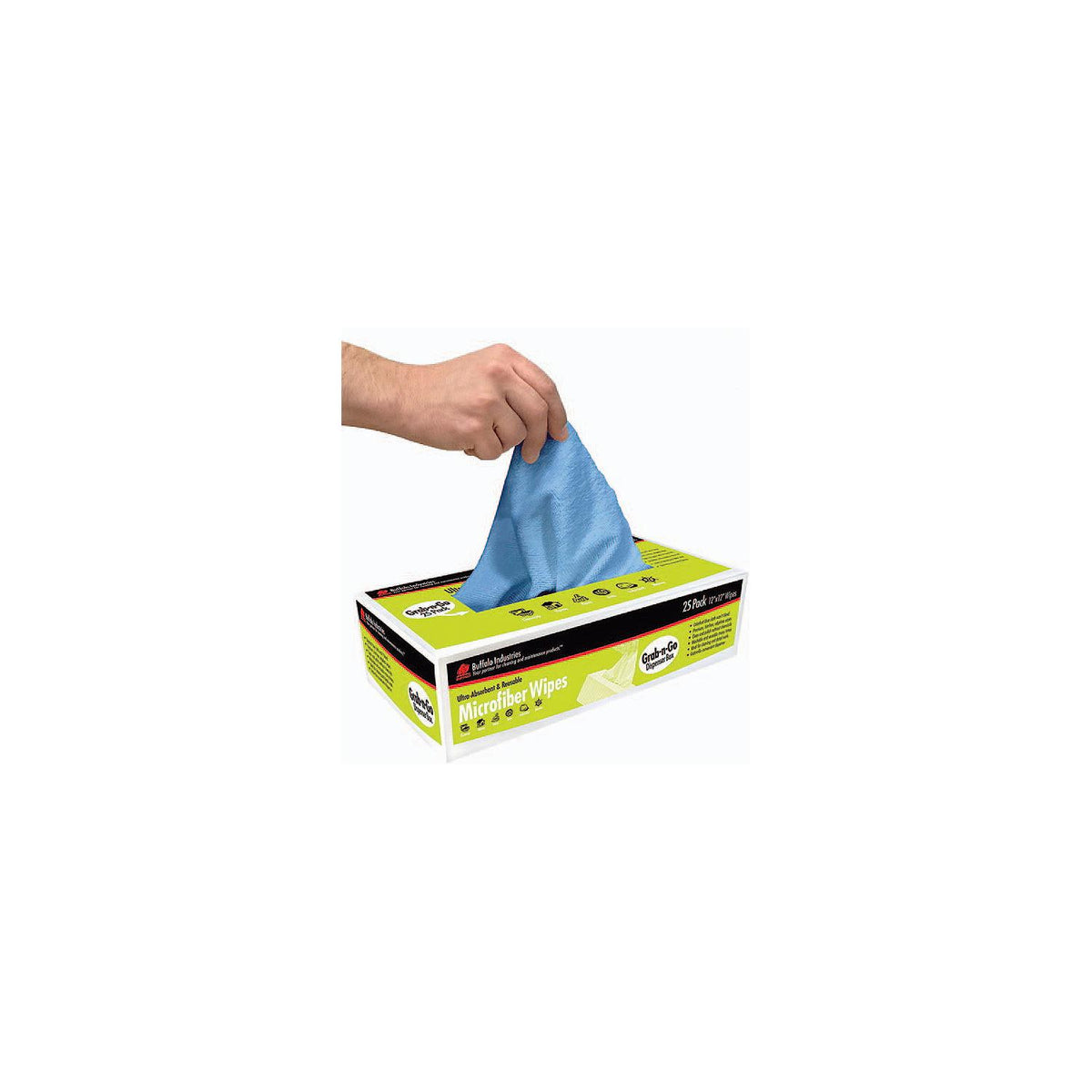 Buffalo Industries 65102 Grab-N-Go Microfiber Wipes, Blue, 25/pk - image 1