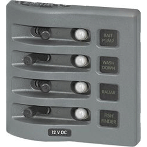 Blue Sea Systems Blue Sea 4374 WeatherDeck Water Resistant Circuit Breaker Panel - 4 Position - Grey