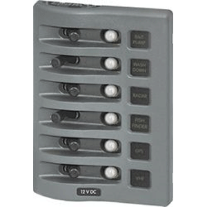 Blue Sea Systems Blue Sea 4376 WeatherDeck Water Resistant Circuit Breaker Panel - 6 Position - Grey