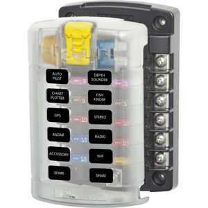 Blue Sea Systems Blue Sea 5029 ST Blade Fuse Block w/Cover - 12 Circuit w/o Negative Bus