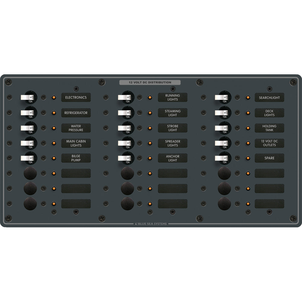 Blue Sea Systems Blue Sea 8264 Traditional Metal DC Panel - 24 Positions