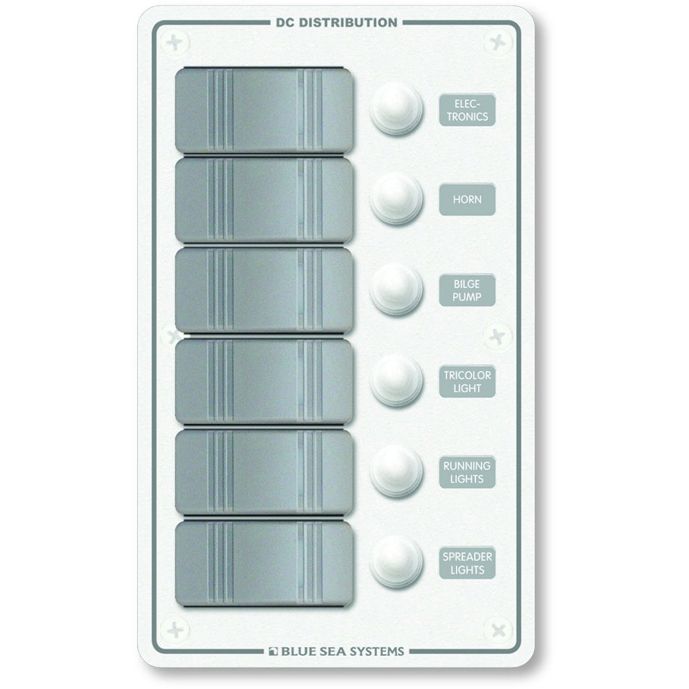 Blue Sea Systems Blue Sea 8273 Water Resistant Panel - 6 Position - White - Vertical