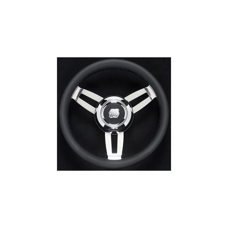 Uflex Morosini 13.8" Steering Wheel - Black Polyurethane w/Stainless Steel Spokes Chrome Hub [MOROSINI U/CH/B] - official Uflex product image 2