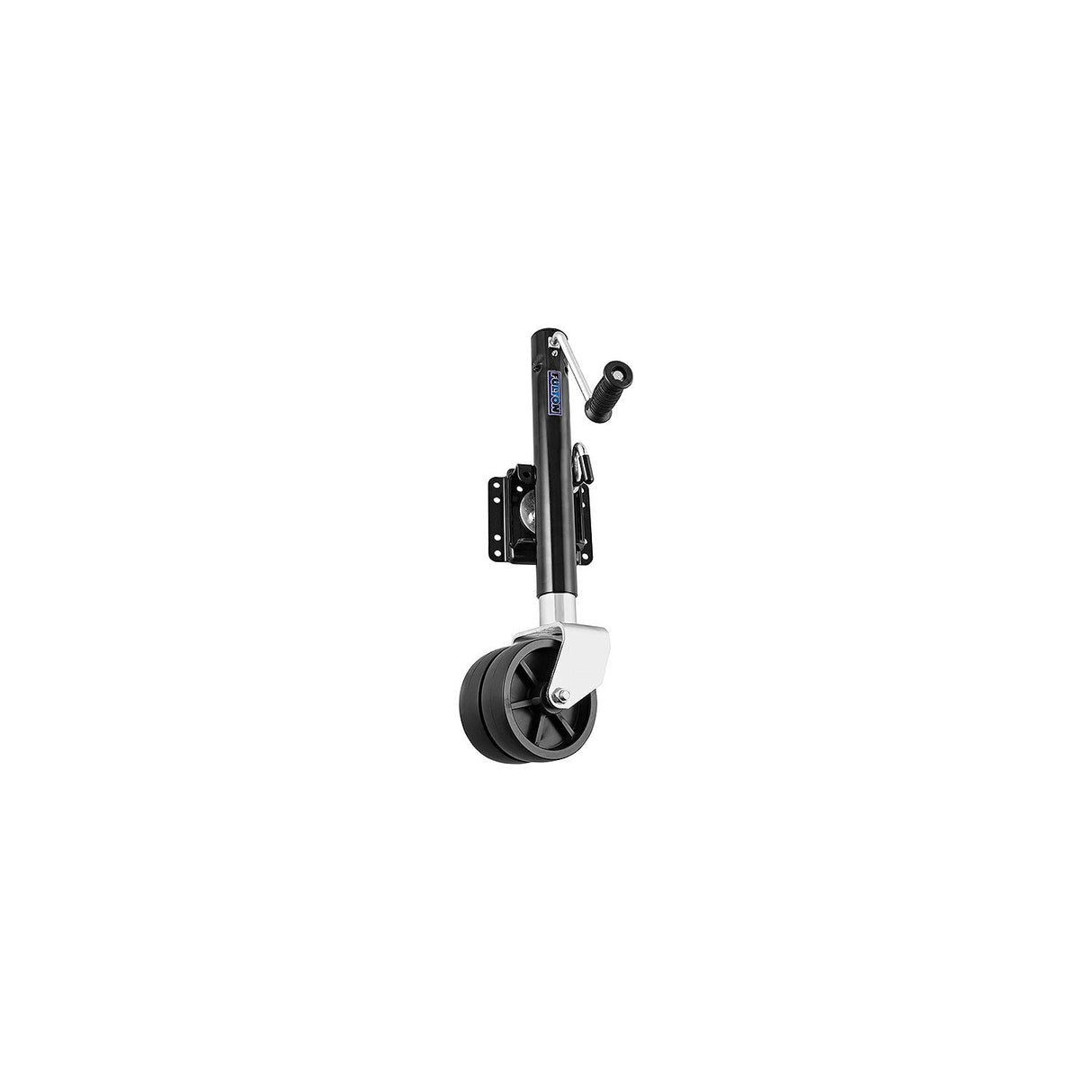 Fulton Performance Fulton XPD15L0126 1,500 lb Max Load Heavy Duty Dual Wheel Bolt On Swivel Jack, Glossy Black - XPD15L0126