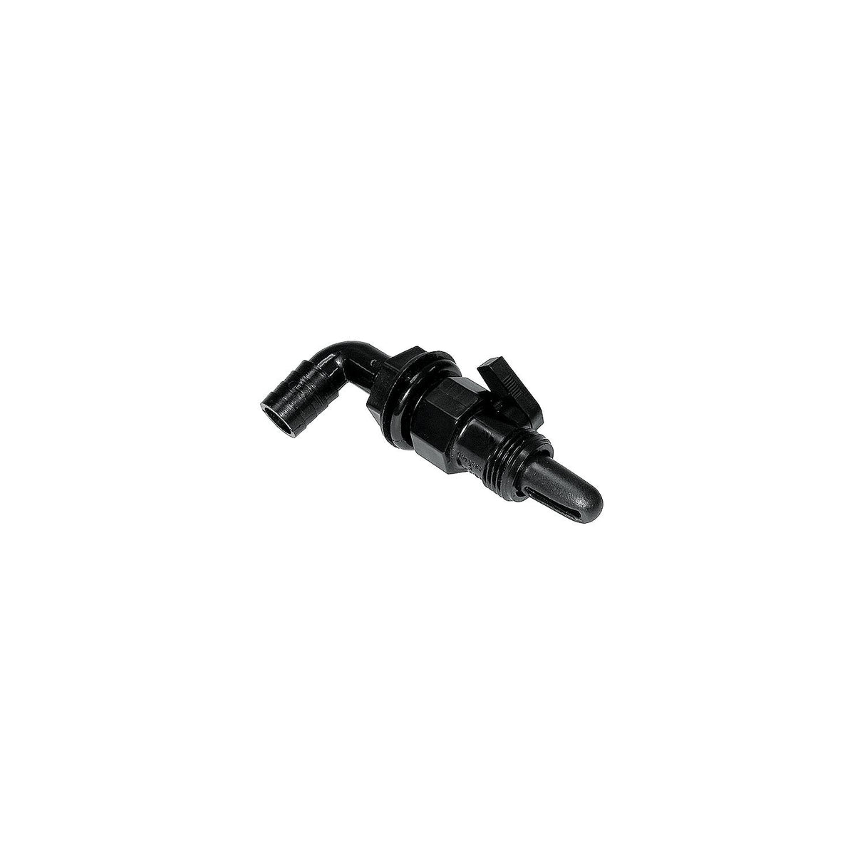 T-H Marine AHV90DP Aerator Spray Head 90° Screw On Valve w/Shut Off, 3/4", Black - AHV90DP
