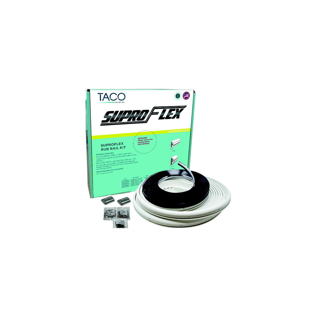 TACO SuproFlex Rub Rail Kit w/Flex Vinyl Overlay Insert - 2"H x 1-1/4"W x 80'L - White w/White Insert [V11-9993WWK80-2] - official TACO Marine product image 3