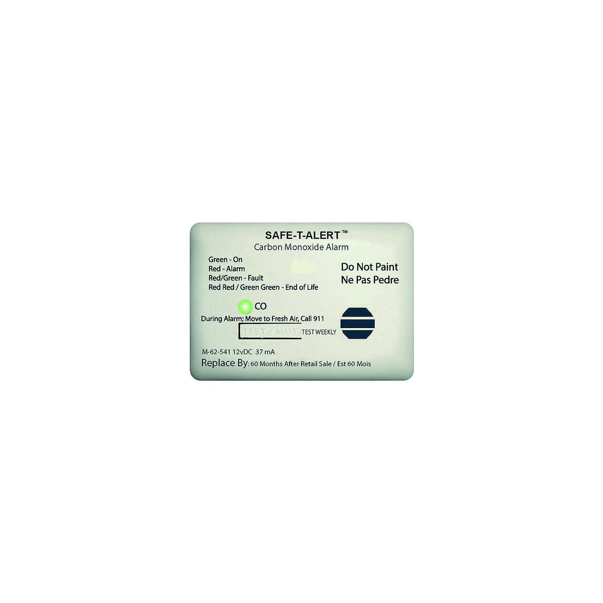 Safe-T-Alert 62 Series Carbon Monoxide Alarm - 12V - RV Surface Mount - White [62-541-WT] - official Safe-T-Alert product image 2