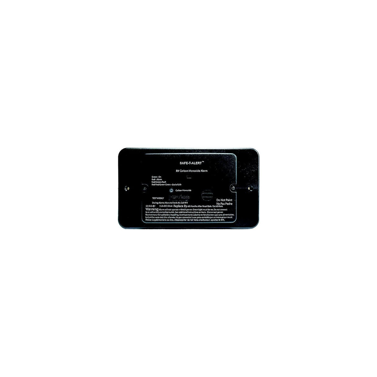 MTI Industries Safe-T-Alert 62542BLTR 62 Series Surface Mount Carbon Monoxide Alarm, Black with trim ring - image 1