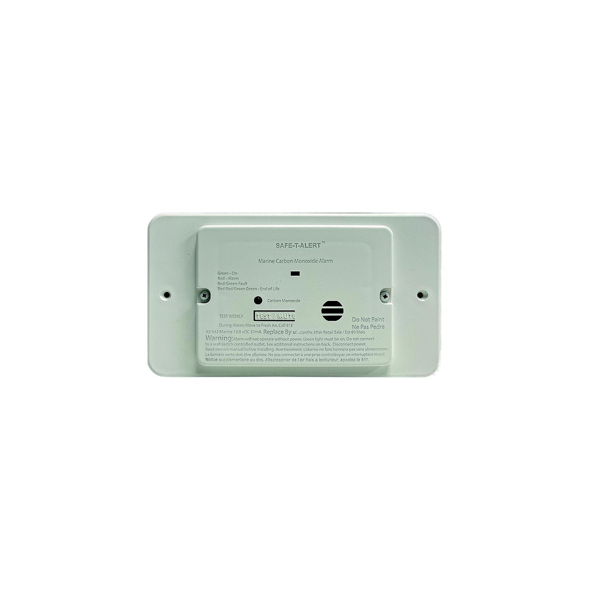 Safe-T-Alert 62 Series Marine Carbon Monoxide - Flush Mount - White - 12V w/Trim Ring [62-542-TR-WT-M] - official Safe-T-Alert product image 2