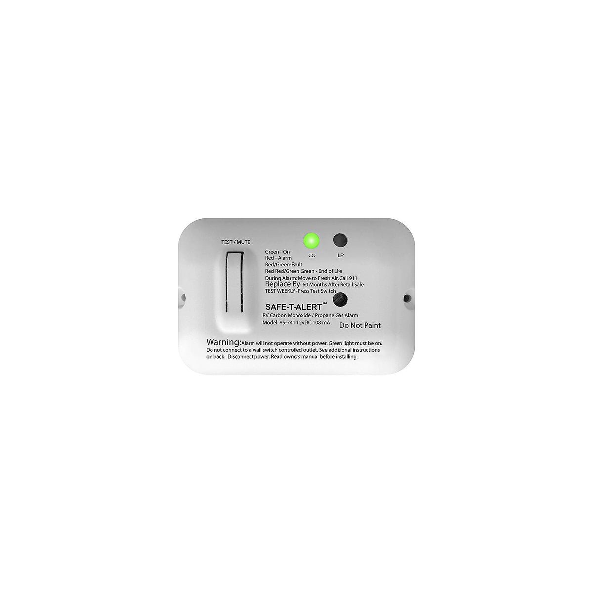 Safe-T-Alert 85 Series Carbon Monoxide Propane Gas Alarm - 12V - White [85-741-WT] - official Safe-T-Alert product image 3