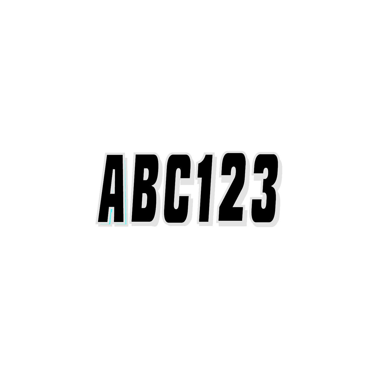 Hardline Products Hardline Series 320 Registration Kit, Solid Color Block Font With Drop Shadow (Includes 4 Sets of 3" A-Z, 0-9), Black/Silver - BLKSI320