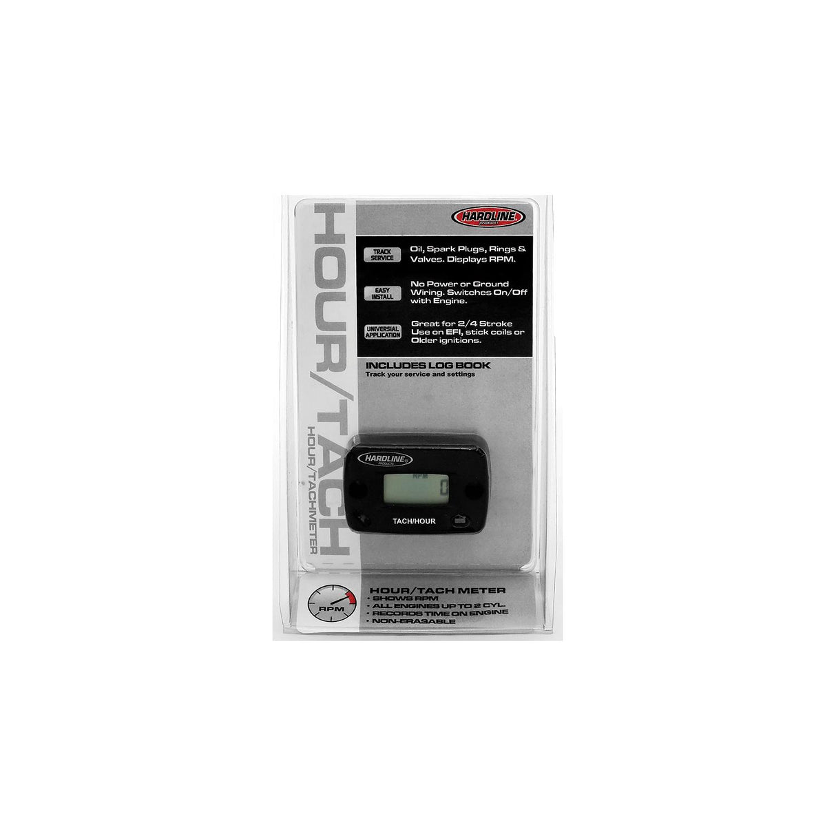 Hardline Products Hardline HR80612 Hour/Tach Meter 2 Cycle or Less Gas Engine, 2-1/8" L x 1-1/2" W x 5/8" H - HR-8061-2 - official Hardline Products product image 3