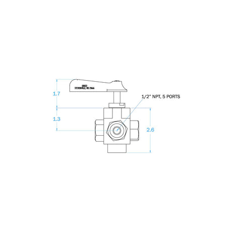 GROCO 1/2" 5-Port Tank Selector Valve [FV-550-L] - official GROCO product image 3