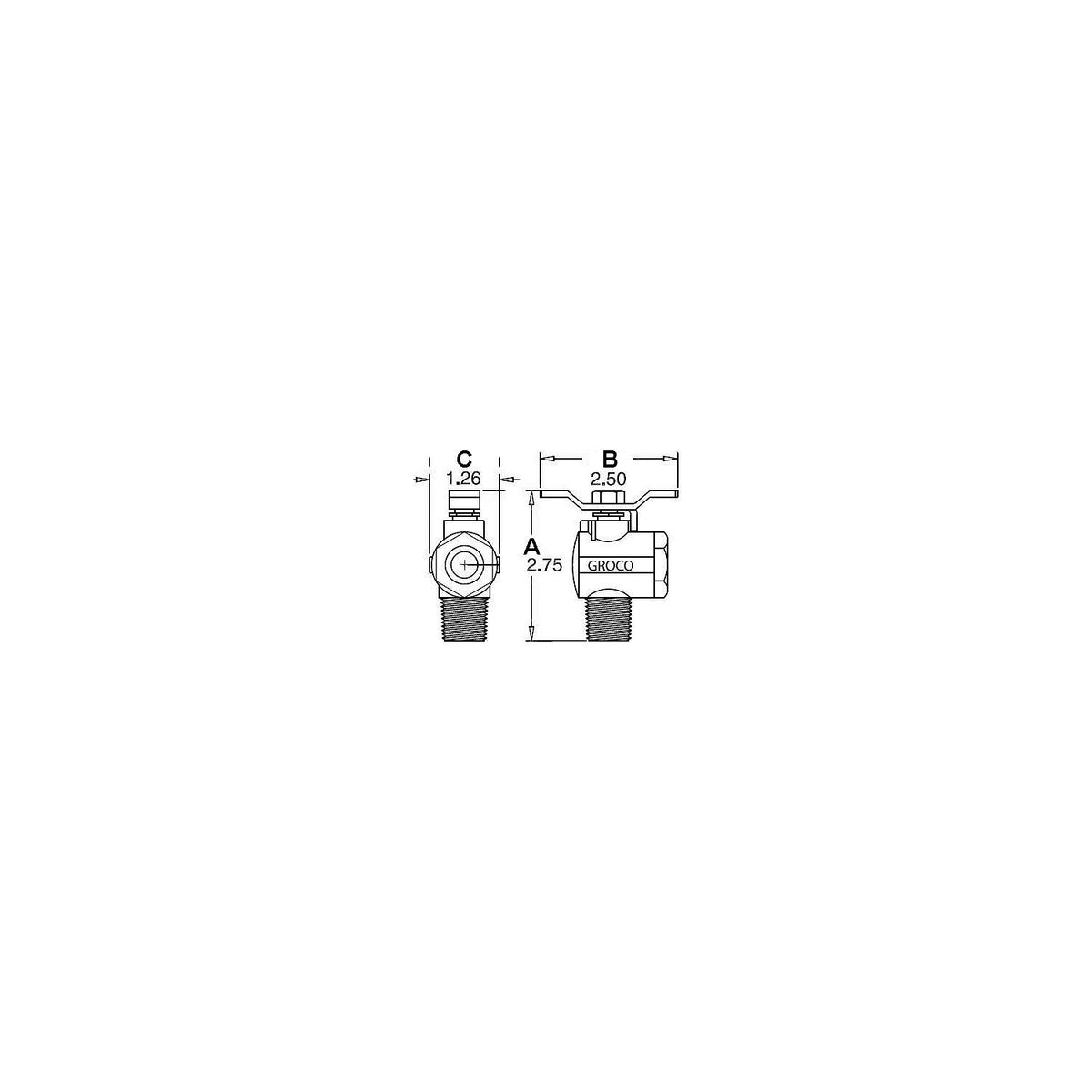 GROCO 1/2" NPT 90 Bronze Fuel Valve [FV-590] - official GROCO product image 2