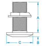 GROCO 1" Slotted Hi Speed Thru-Hull w/Nut [HSSLTH-1000-W] - official GROCO product image 4