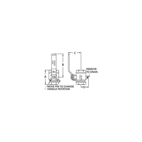 GROCO 1-1/4" NPT Bronze In-Line Ball Valve [IBV-1250] - official GROCO product image 3