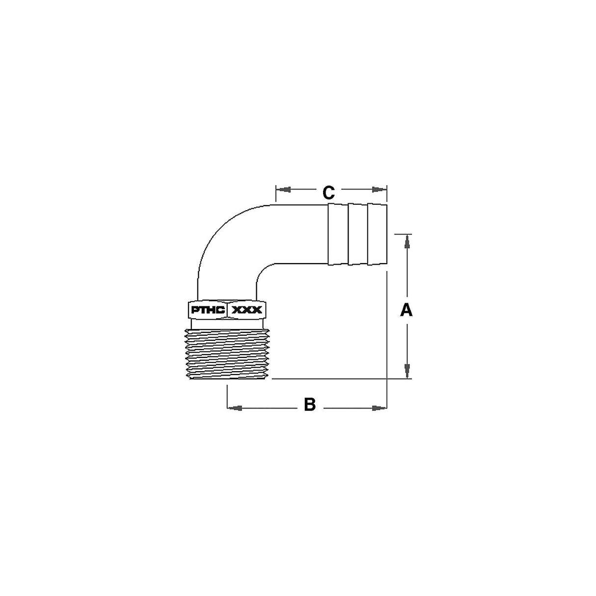 Groco PTHC Bronze Standard Flow 90° Pipe-To-Hose Adapter With NPT Thread - PTHC-3000 - official GROCO product image 3