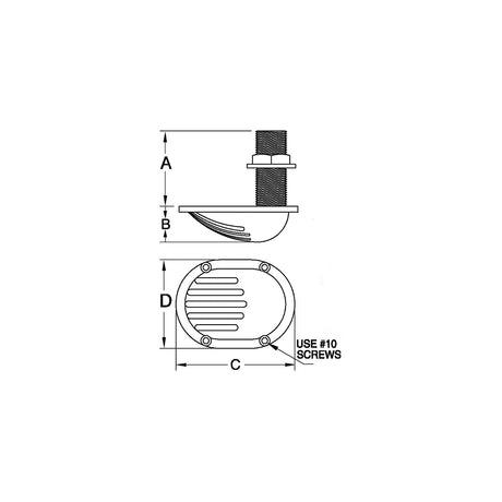 Groco 1" Scoop Thru-Hull w/Nut - STH-100-W - official GROCO product image 3