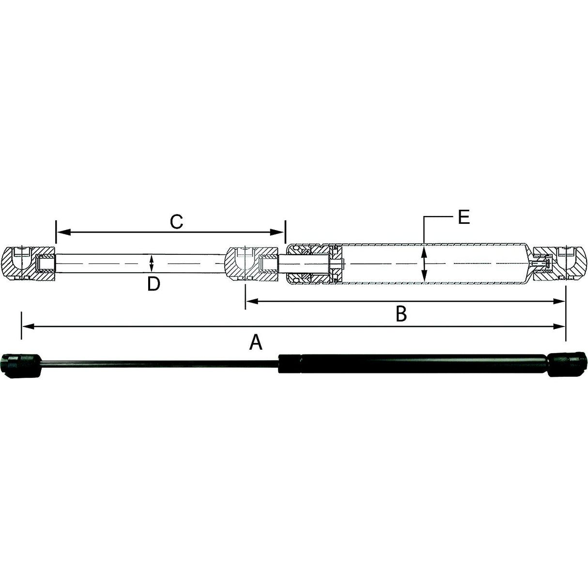 JR Products Hardline Black Nitride Shaft Gas Spring - GSNI-2600-100 - image 1