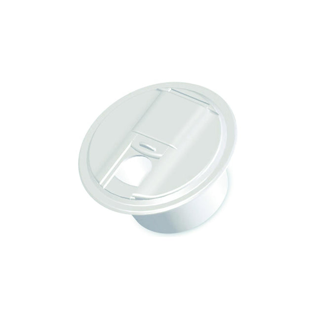 RV Designer Cable Hatch, Round, Universal Style, Polar White -- 5" x 3" - B101 - image 1