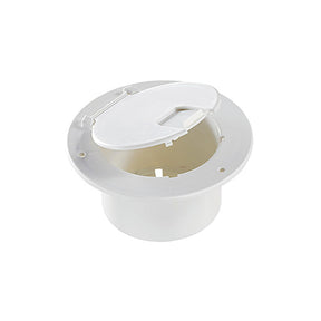 RV Designer Deluxe Cable Hatch, Round, Polar White -- 5.2" x 2.6" (Replaceable Lid) - B110 - image 1