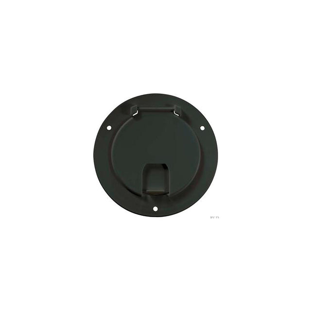 RV Designer Deluxe Cable Hatch Round Black Finish-- 5.2" x 2.6" (Replaceable Lid) - B113 - image 1