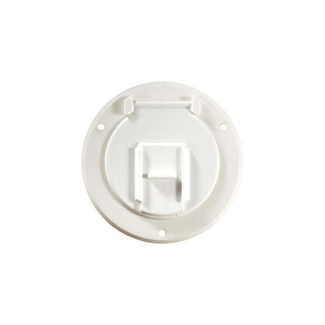 RV Designer Basic Cable Hatch, Round, Polar White -- 4.3" x 2.3" (Replaceable Lid) - B120 - image 1