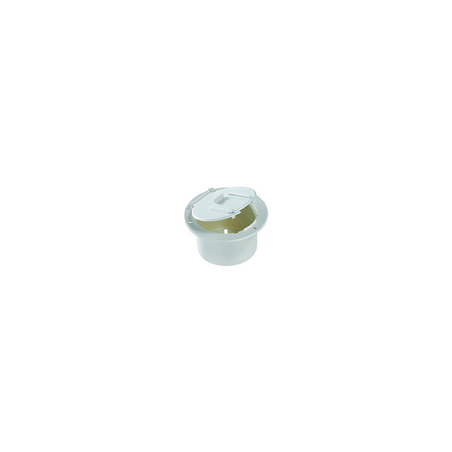 RV Designer Low Profile Cable Hatch, Round, Polar White -- 4.6" x 2.6" (Replaceable Lid) - B130 - image 1